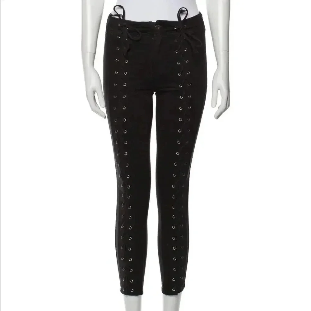 Pistola Black Lace Up Corset Skinny Cropped Ankle Jeans Size 25 - Picture 7 of 9